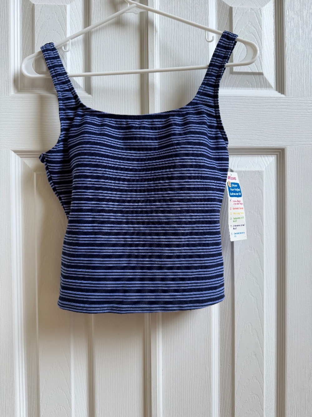 NWT Vintage Baltex Striped Tankini Swim Top Size 10 Built In Bra Top Only